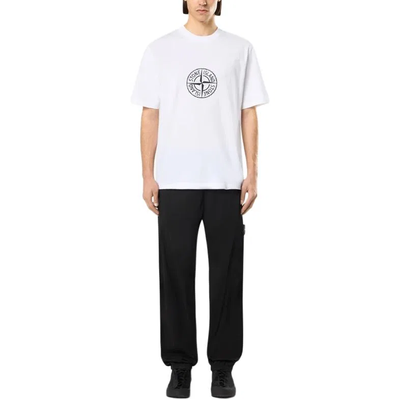 Футболка с круглым вырезом и принтом Compass STONE ISLAND, White — фото 4