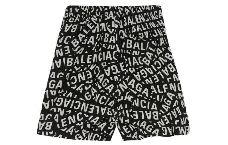 Шорты мужские Balenciaga с логотипом, черный / белый — фото 2