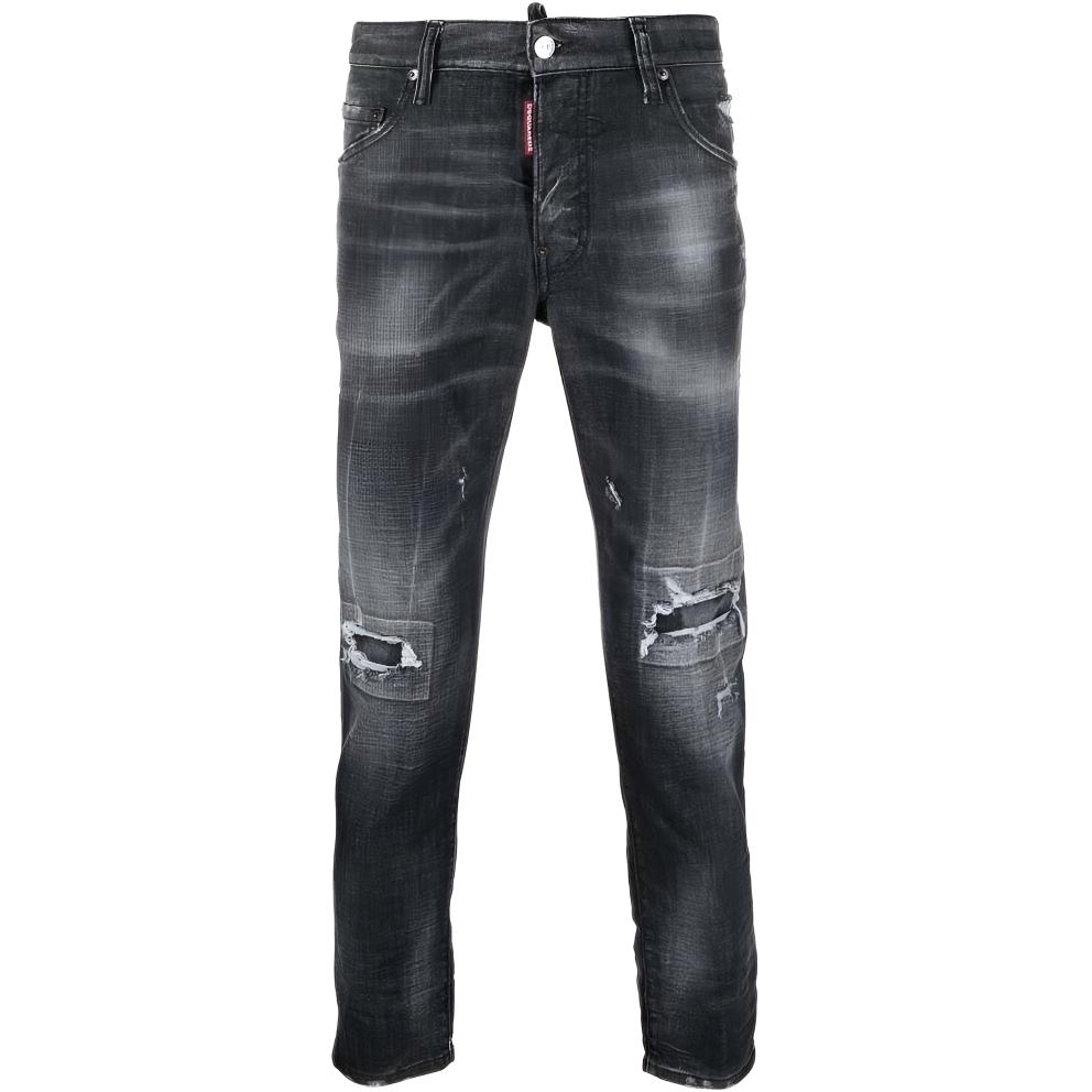

DSQUARED 2 Джинсы мужские черные Moderate Straight Fit