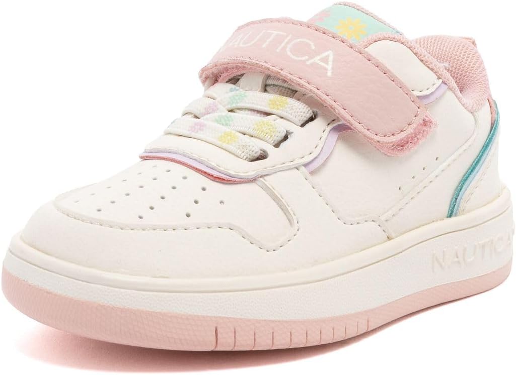 

Кроссовки Nautica для девочек с регулируемым ремешком и эластичными банджи-ремешками, Удобная повседневная обувь (малыши/дети младшего возраста), Bone Pastel-saisy