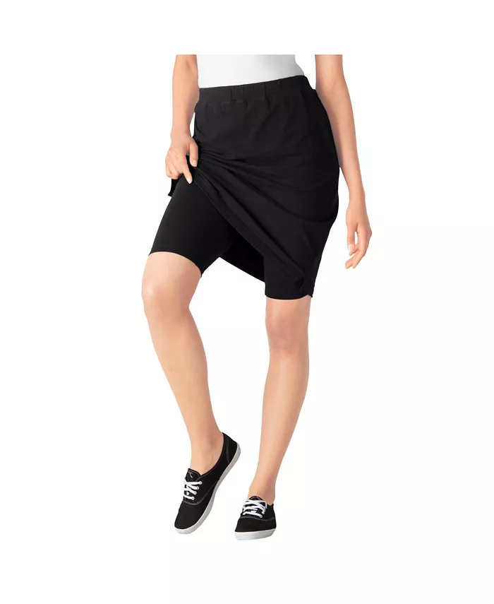 

Юбка-шорты больших размеров из эластичного хлопка Woman Within, черный