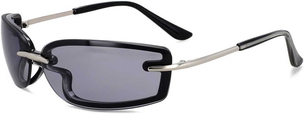 

Винтажные спортивные солнцезащитные очки для женщин, классический ретро-стиль, цветные зеркальные, без оправы, модные женские солнцезащитные очки без оправы KTUCN, C3black