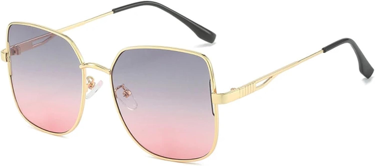 

Классические солнцезащитные очки в крупной оправе для женщин и мужчин, модные для активного отдыха, вождения, летнего использования и путешествий, с защитой от УФ-излучения UV400 TKKTLLT, Gold Gray Pink