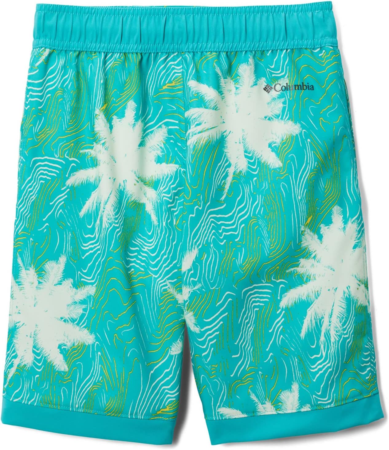 Шорты Columbia Boys Sandy Shores для серфинга, влагоотводящие, с защитой от ультрафиолета, Bright Aqua Topo Palms/Bright Aqua — фото 2