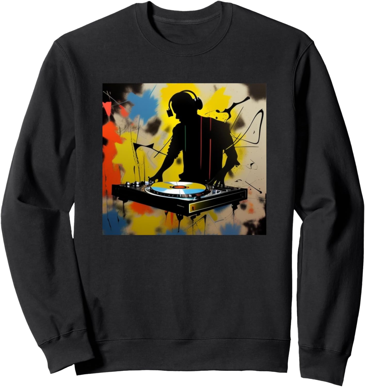 

Толстовка с изображением диджея Ди Джоки и красочного проигрывателя виниловых пластинок Dj | Turntable Discjockey Men Women Kids Boys Gift, черный