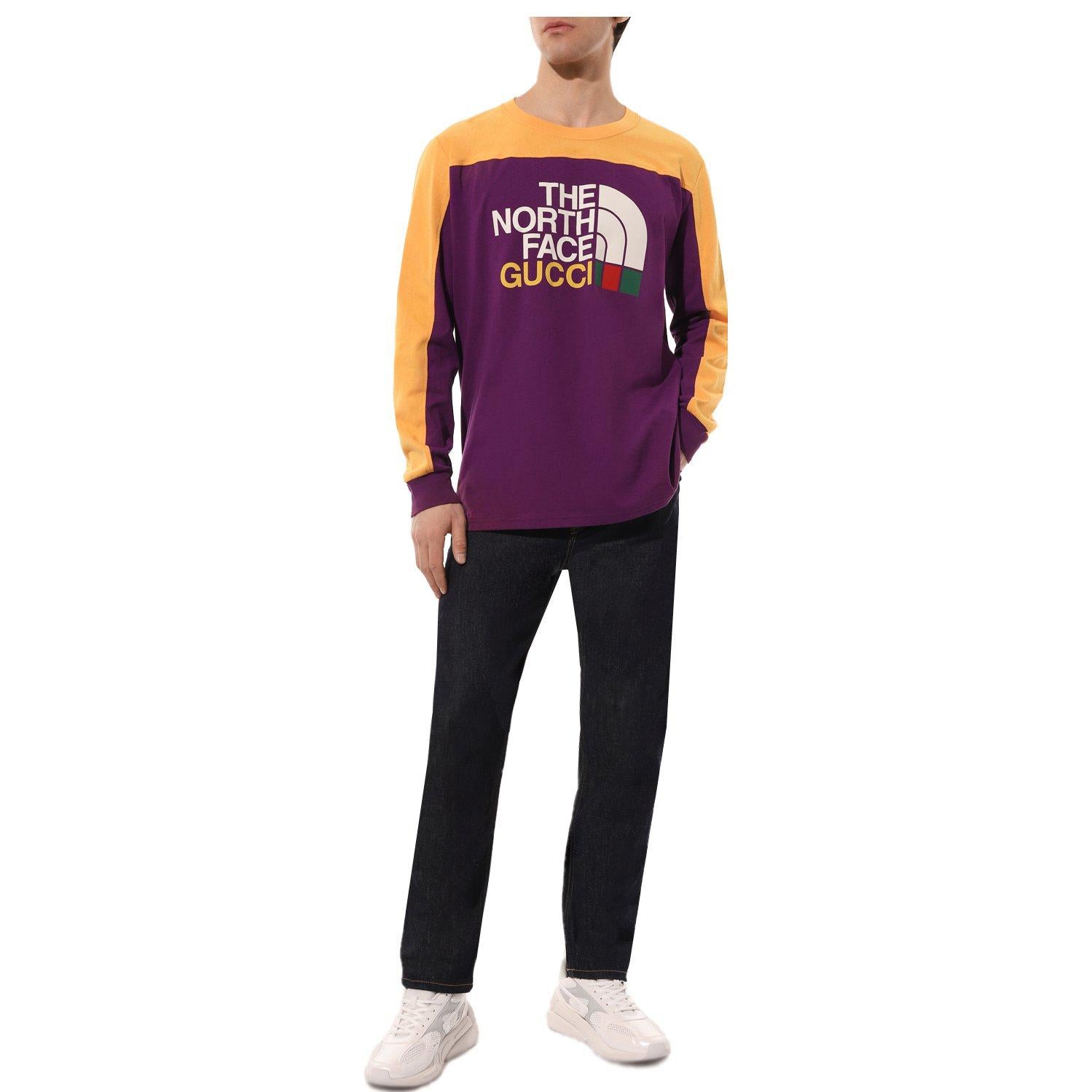 Футболка Gucci x The North Face Long Sleeve Cotton T-Shirt 'Purple Yellow', фиолетовый — фото 4