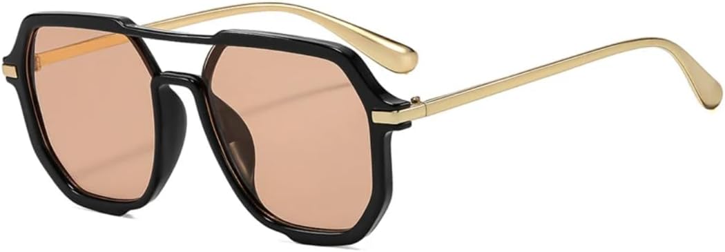 

Ретро солнцезащитные очки с двойной перемычкой, многоугольные, квадратные, женские, модные, градиентные, для мужчин, с защитой от УФ-излучения UV400 TVTBBVV, Black Champagne