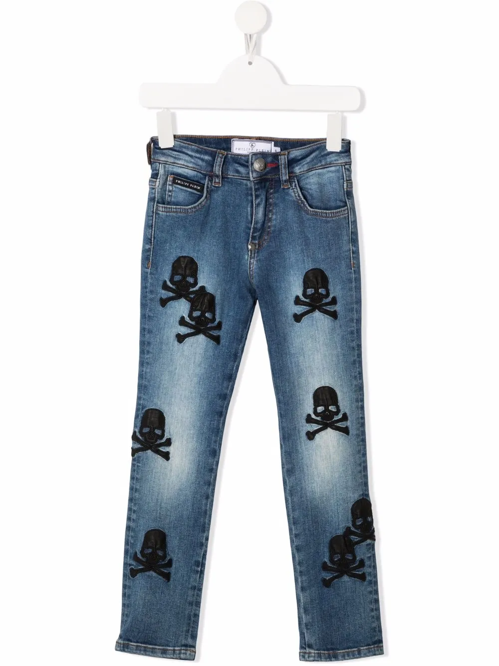 

Прямые джинсы с вышивкой Philipp Plein Junior, синий