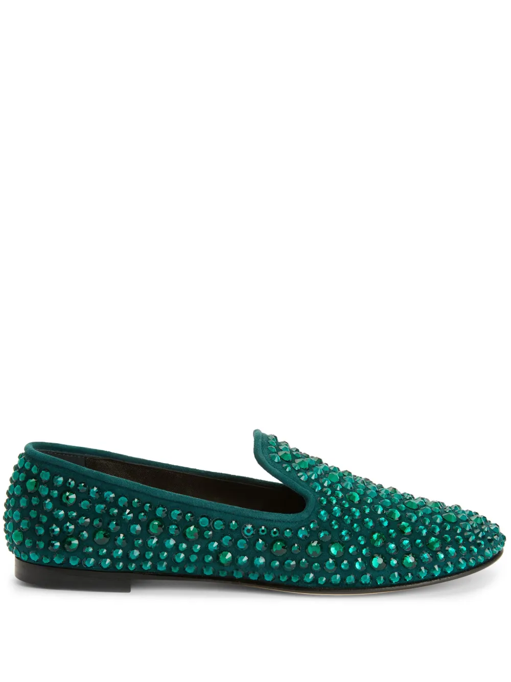 Лоферы Evangeline с кристаллами Giuseppe Zanotti, зеленый