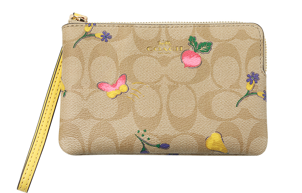 

COACH ПВХ клатч маленький женский яркий хаки винтажный желтый монохром