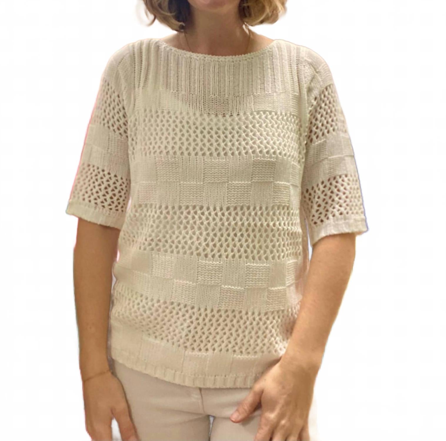 

Вязаный топ-свитер бежевого цвета MARBLE