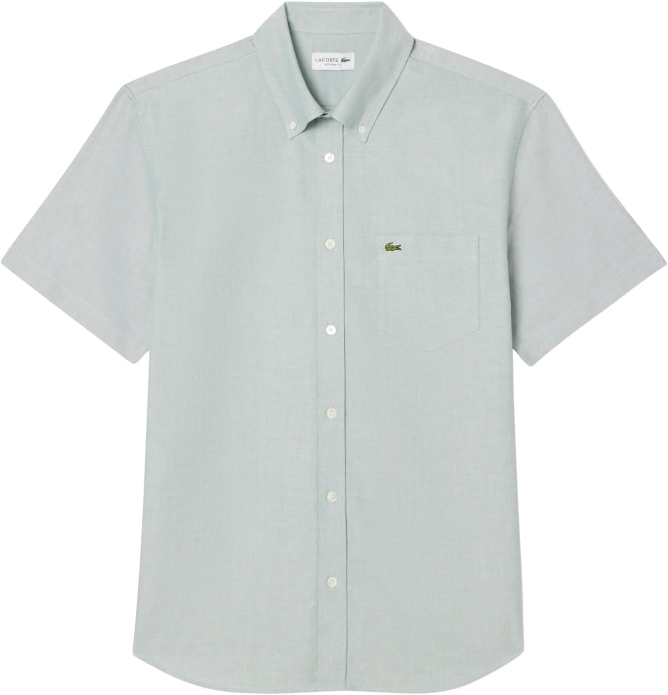 Lacoste мужская рубашка Regular Fit с коротким рукавом Oxford, White/Green — фото 4