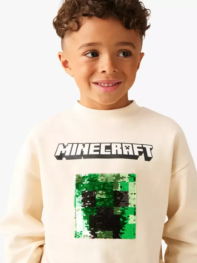 Детская толстовка с пайетками в стиле Minecraft, кремового цвета Angel & Rocket — фото 3