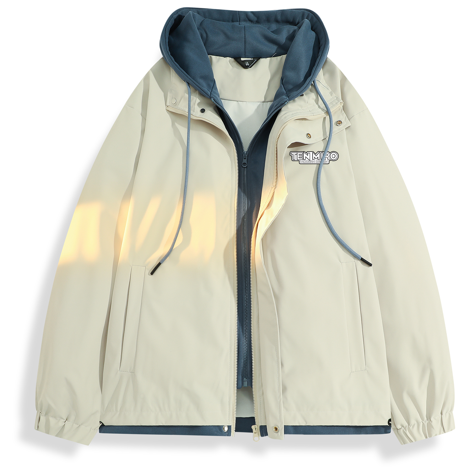 

TEN MIRO Пуховик Unisex, Light Khaki+Haze Blue (Thin, Non-Padded)