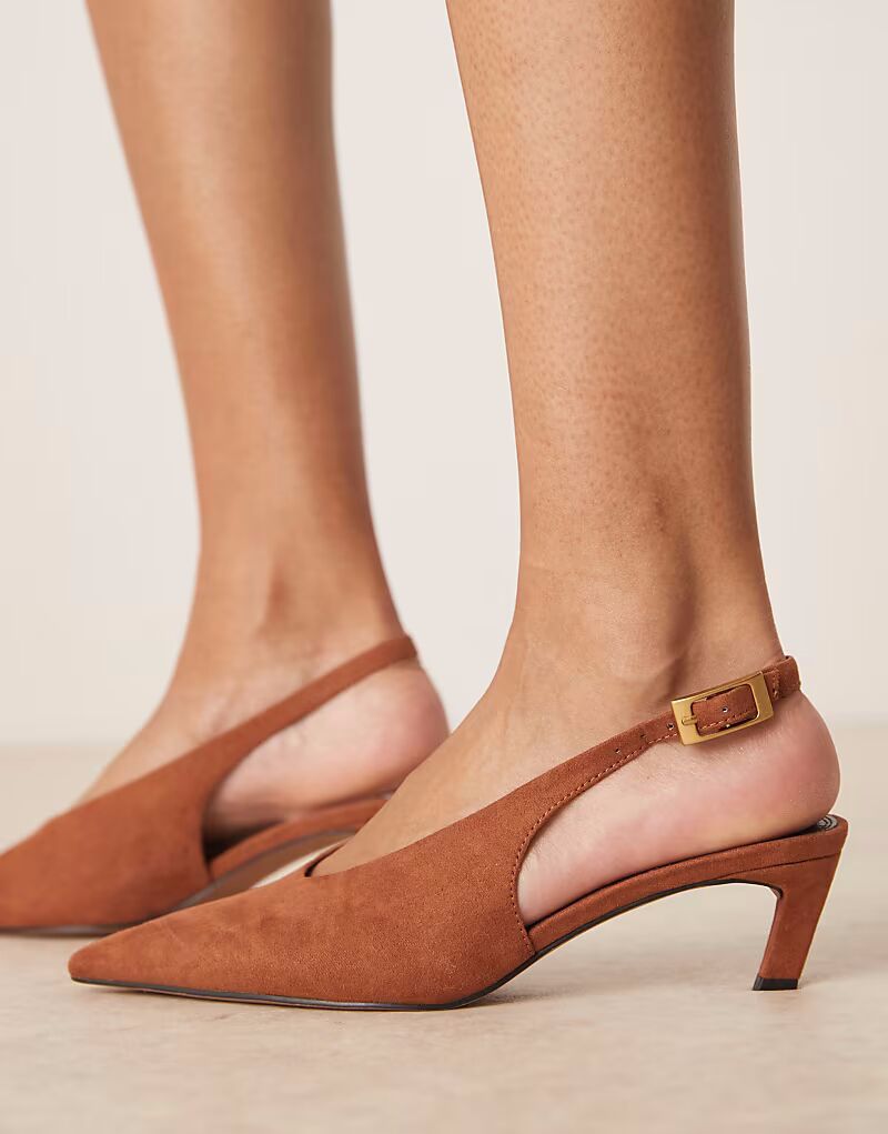 Туфли Suki из замши с открытой пяткой и каблуком-рюмочкой из норки ASOS DESIGN — фото 3