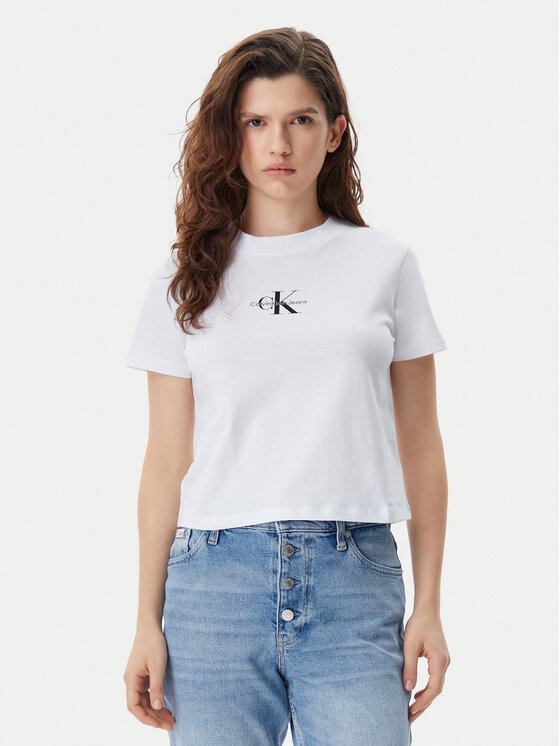 

Облегающая футболка Baby Tee J20J223113 Calvin Klein Jeans, белый
