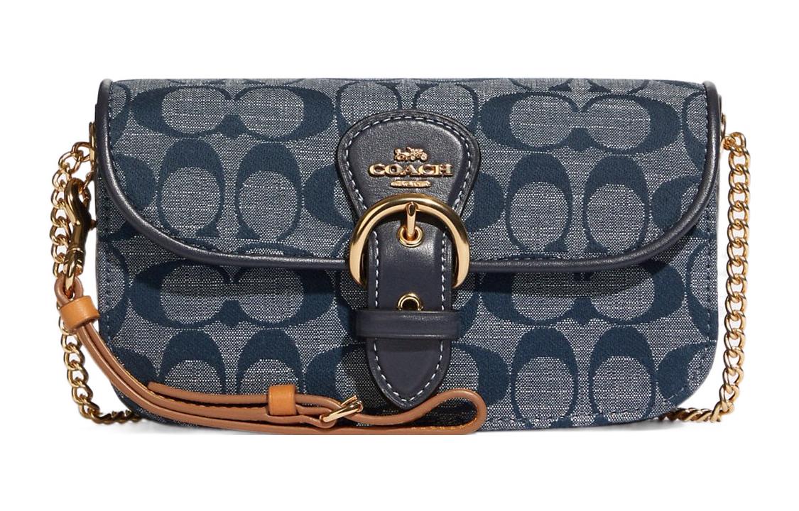 

Кожаная сумка через плечо Kleo из коровьей кожи для женщин джинсового синего цвета COACH