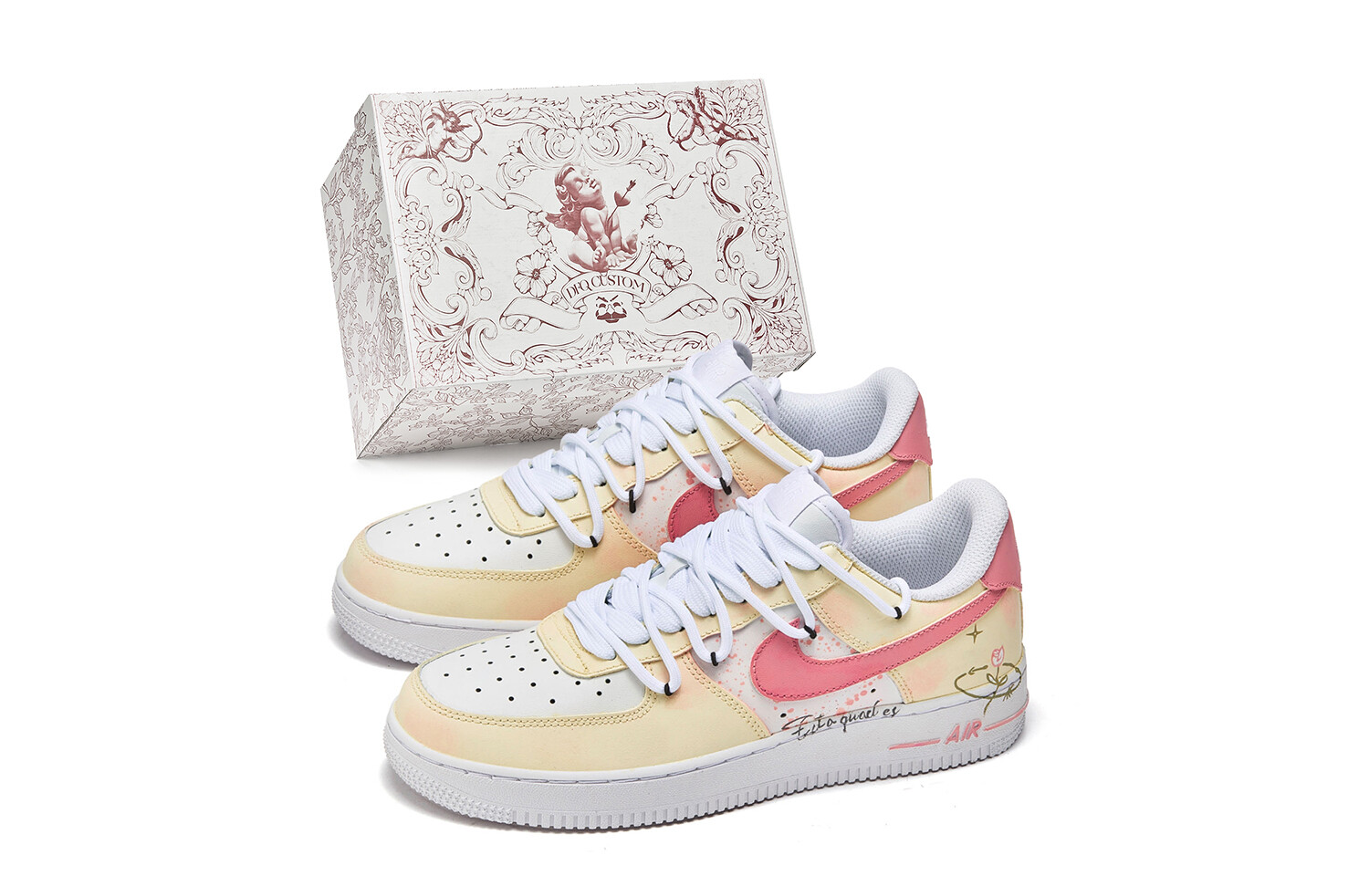 

Кроссовки Nike Air Force 1 Skateboarding Shoes Women's Low-top Yellow/Pink, желтый