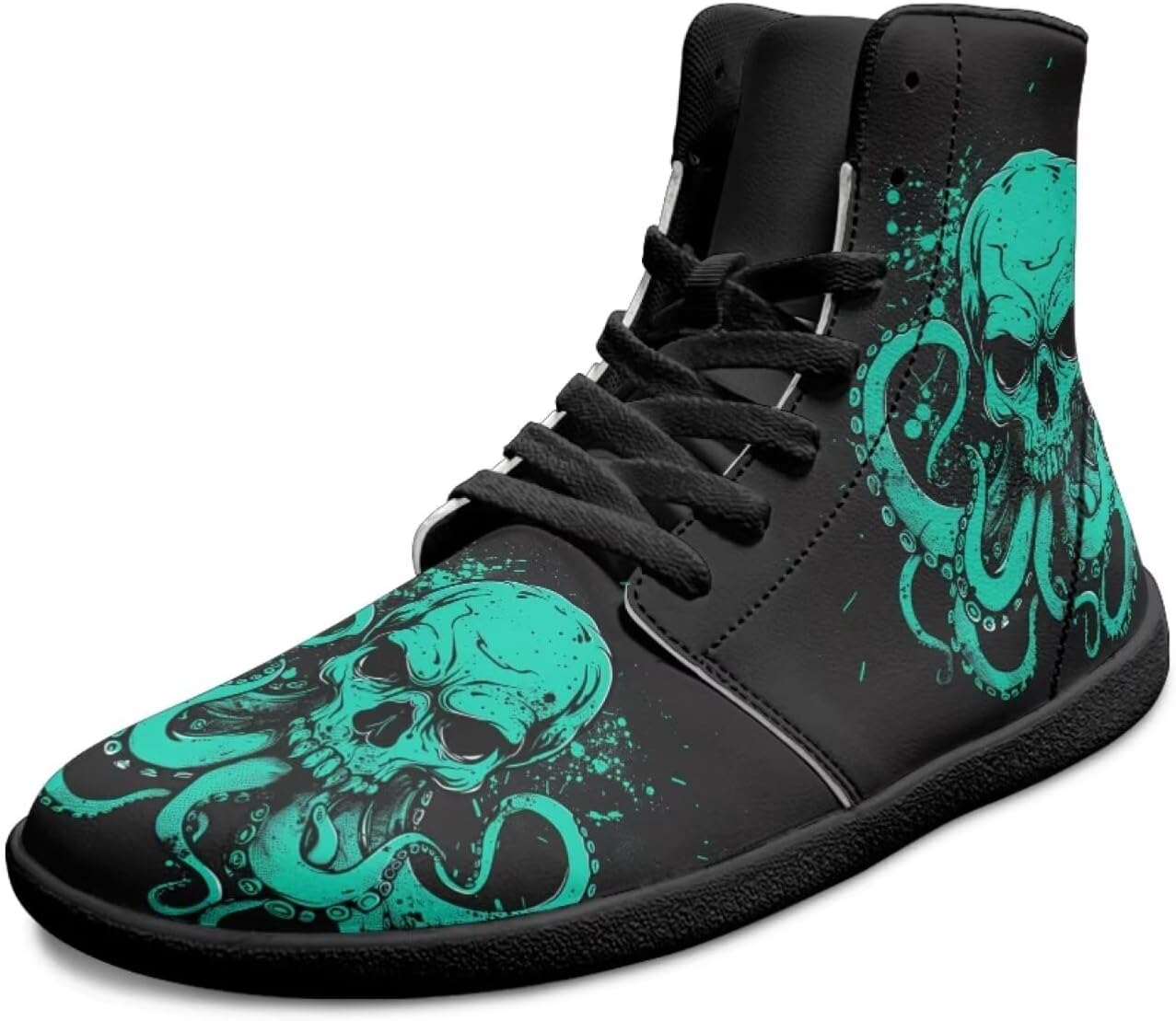 

Мужские высокие кроссовки с черепом, с широкой ноской, противоскользящие, повседневные, дышащие для ходьбы Xixirimido, Octopuses Skull