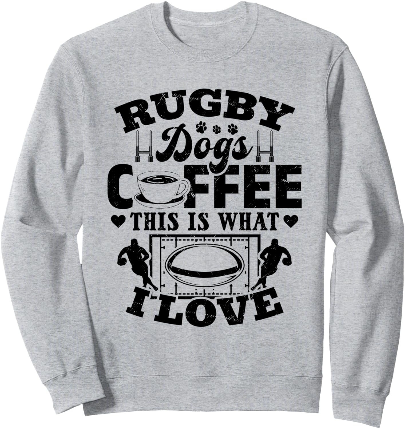 

Футболка с надписью «Rugby Dogs Coffee This Is What I Love» - регбист Rugby Player Dog Owner Dog Lover, серый