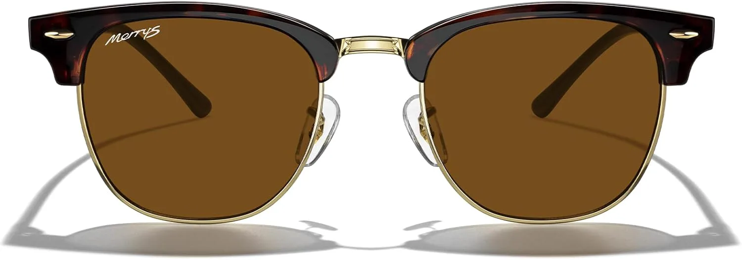 

Классические квадратные поляризованные солнцезащитные очки MERRY'S в полуободковой оправе для мужчин и женщин, модель S6016, Leopard Frame/Gold Bridge/Brown Lens
