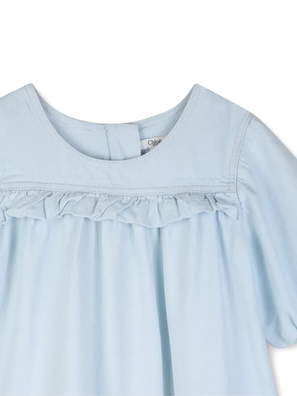 Хлопковое платье с оборками Chloe Kids, синий — фото 3