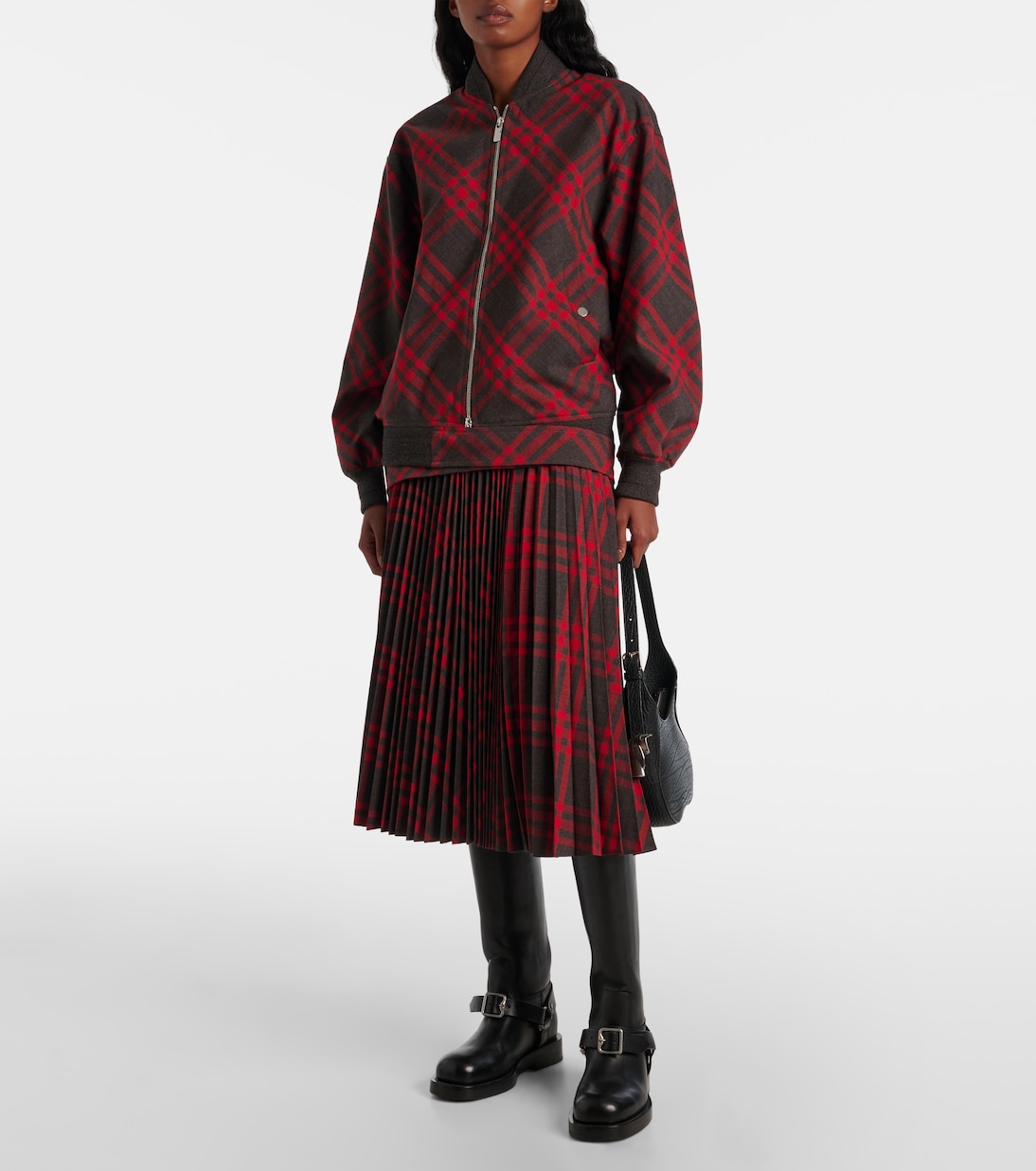 Юбка плиссированная Burberry, миди, Loch Ip Check, черный — фото 2