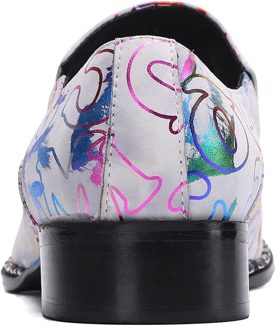 

Мужские классические лоферы Santimon из натуральной кожи, официальные деловые туфли с цветочным декором, удобные с металлическим носком, без шнурков, для вечеринок, белый