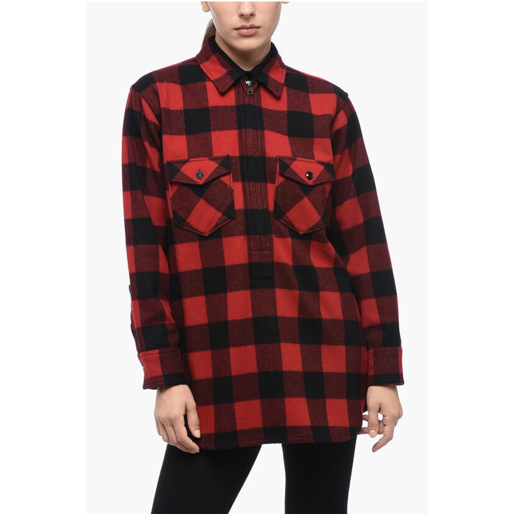 

Рубашка с полузастежкой-молнией и клетчатым мотивом Woolrich, Red
