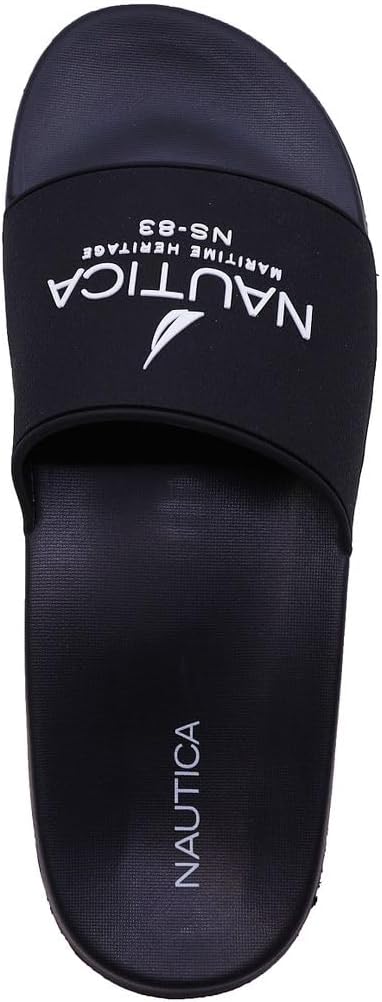 Мужские сандалии Nautica с открытым носком - удобные домашние и уличные душевые тапочки, черно-белый — фото 4