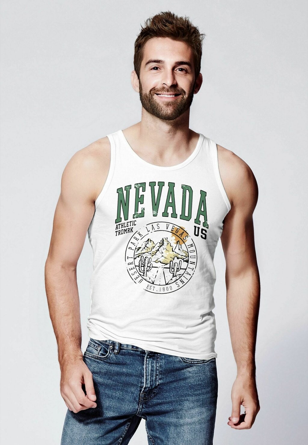 

Топ TANK USA NEVADA SCHRIFTZUG LAS VEGAS DESERT MUSKELSHI Neverless, белый