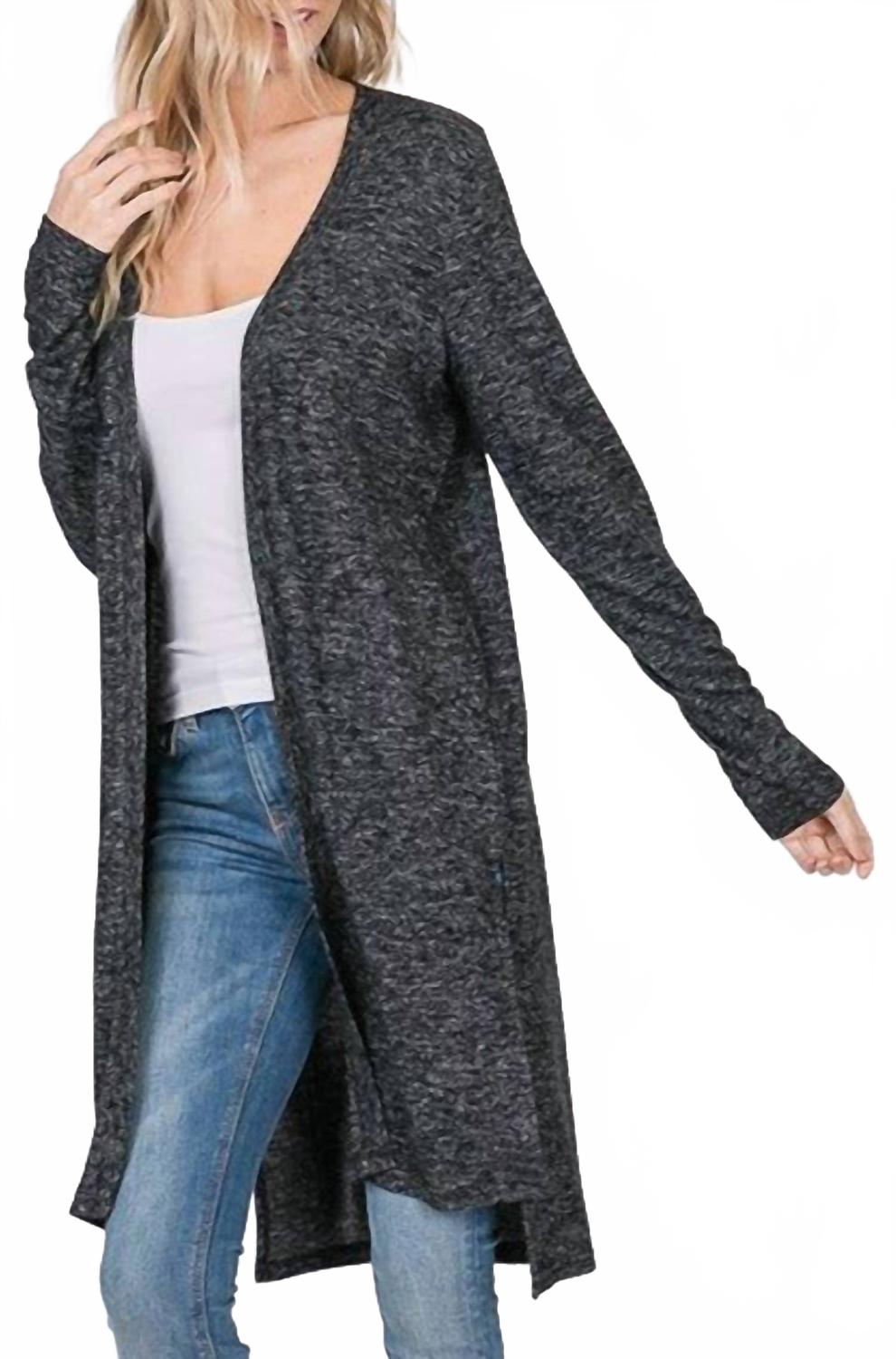 

Супермягкий кардиган с длинными рукавами и открытой планкой в темно-сером цвете HEIMISH USA, Dark Charcoal