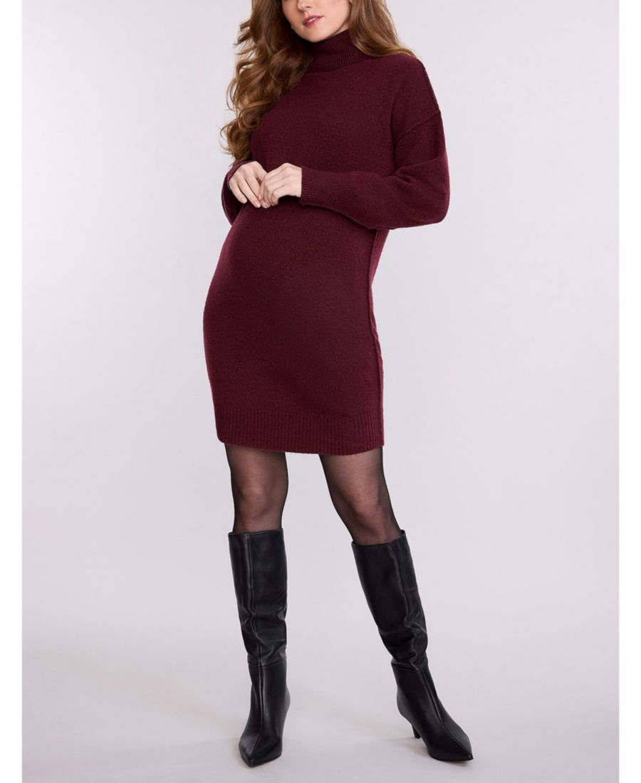 

Платье-туника с длинными рукавами и высоким воротником для беременных - Материнство Motherhood Maternity, Dark red