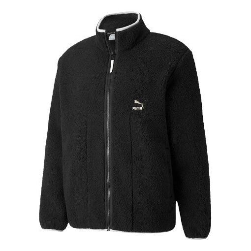 

Куртка retro logo casual lamb's wool stand collar jacket black Puma, черный