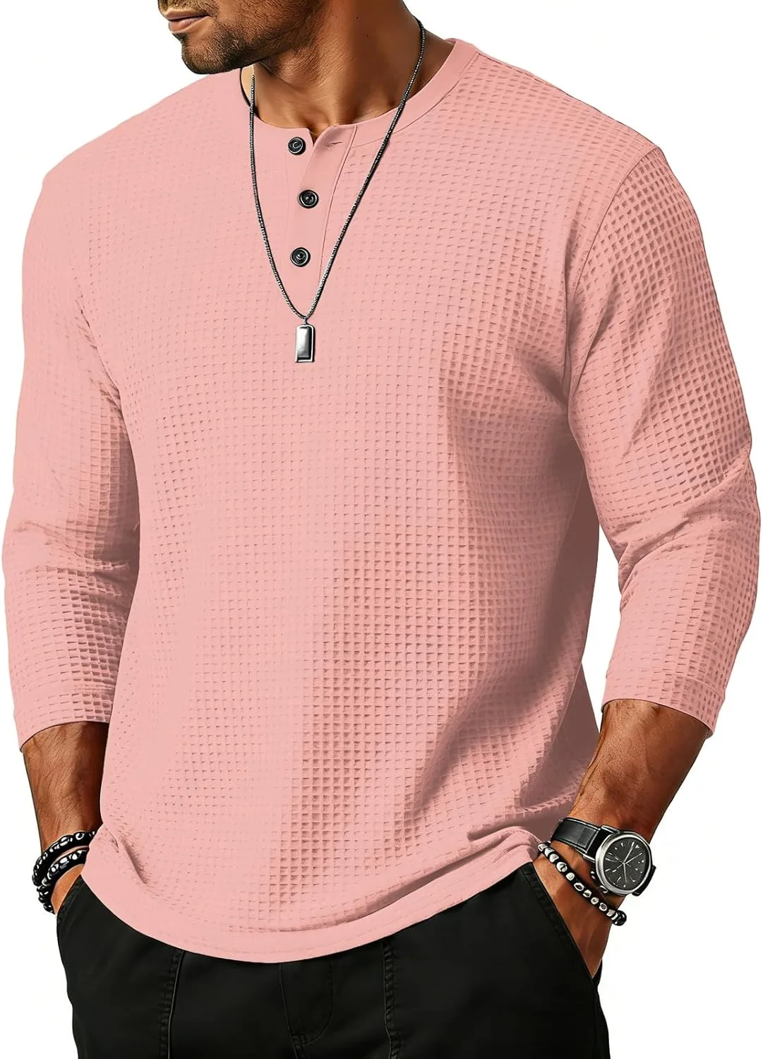 

WENKOMG1 мужская бейсболка с длинным рукавом 3/4, Casual Basic Raglan Jersey Henley Tee Shirt, S-2XL