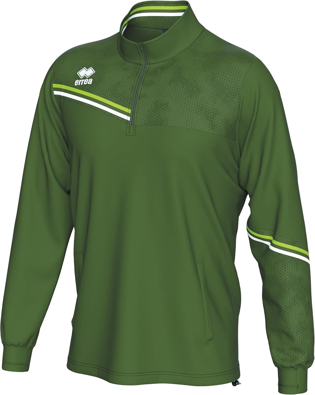 

Мужская толстовка ERREA ELIAS с застежкой-молнией до середины груди, боковыми карманами и вельветовыми штанинами. Оригинальная, белый/зеленый