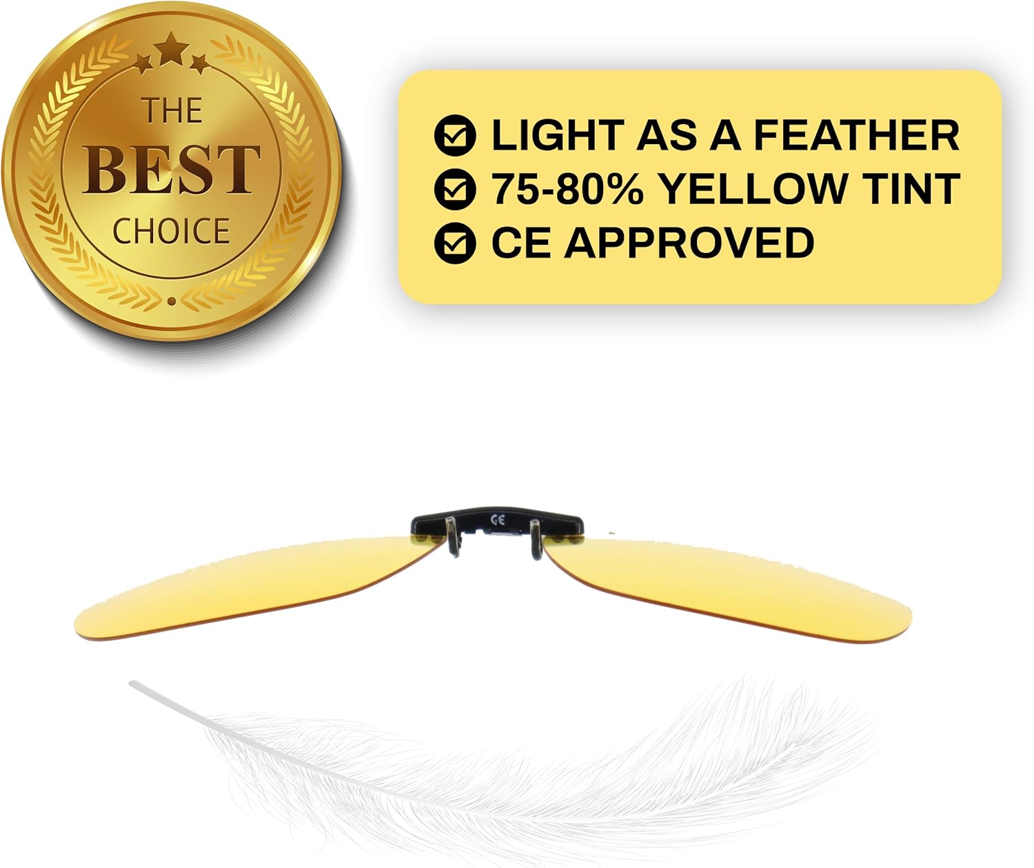 

Желтые поляризованные солнцезащитные очки ночного видения | Солнцезащитные очки с металлическим зажимом и защитой от бликов | 100% защита от УФ-излучения | Очки для вождения для мужчин и женщин SPORTS WORLD VISION, Yellow