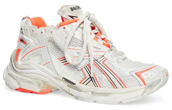 Кроссовки runner sneakers 'white fluo orange mesh and nylon' Balenciaga, белый — фото 2