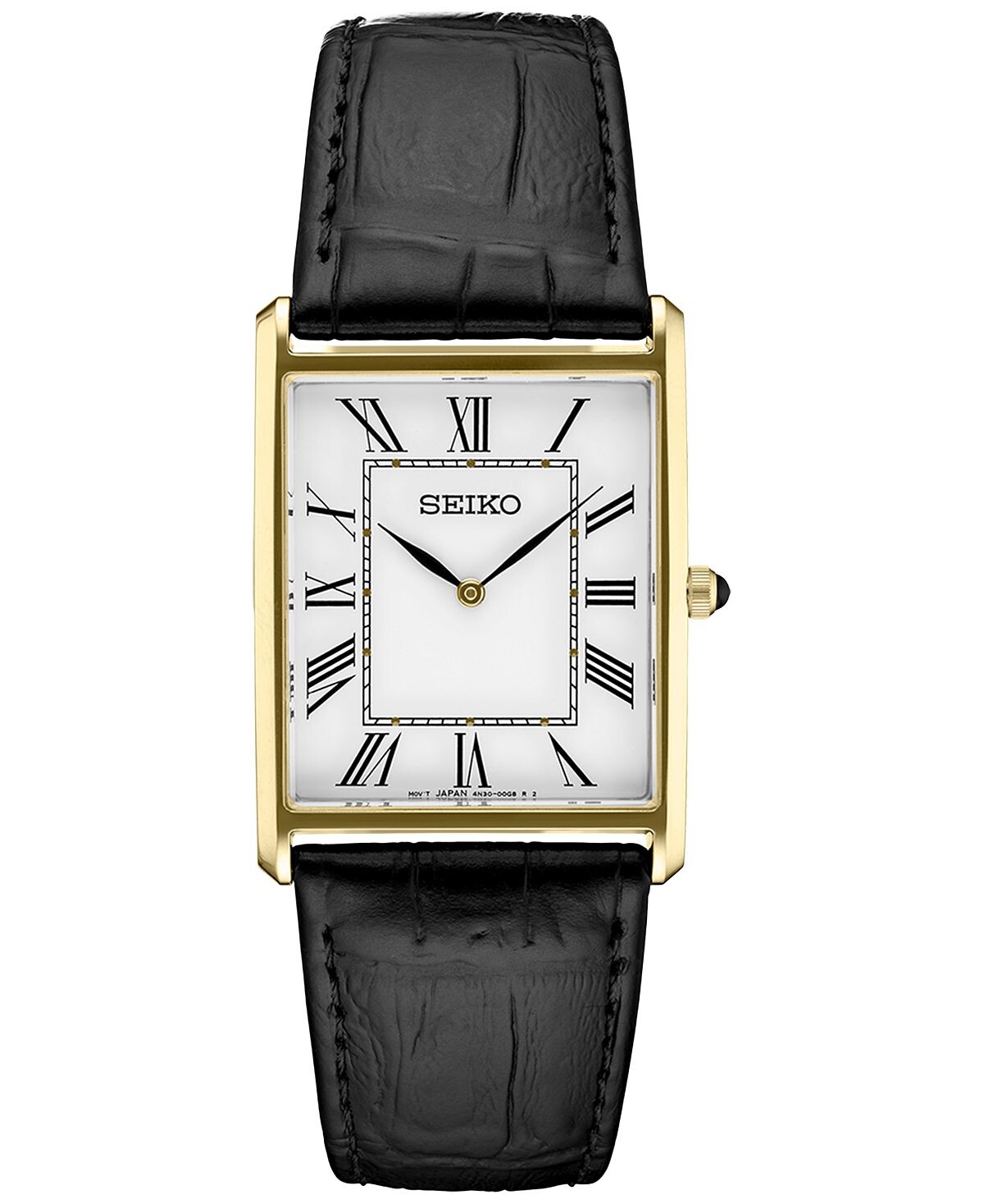 

Мужские часы Essentials с черным кожаным ремешком, 28 мм Seiko