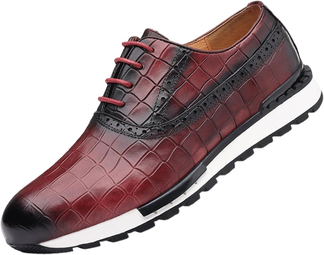 

Мужские повседневные кроссовки Santimon - кожаные оксфорды для бизнеса и прогулок, Дышащие, комфортные, легкие модные кроссовки для мужчин, красный