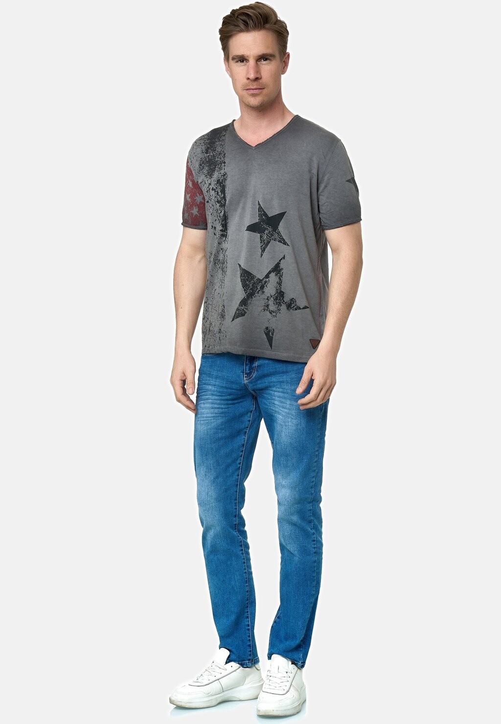 

Футболка с принтом MIT V-NECK AUSSCHNITT Rusty Neal, антрацит