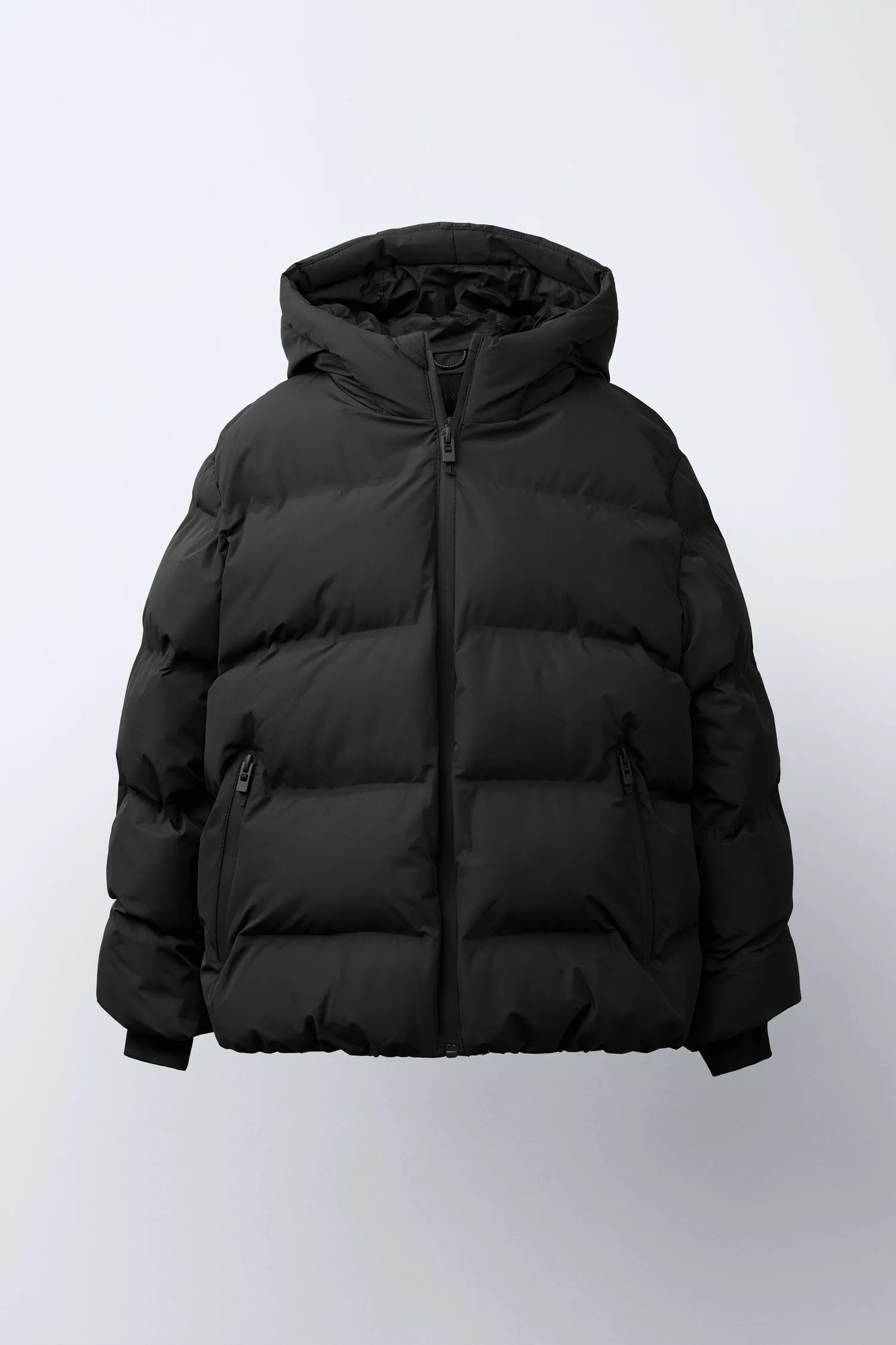 Водоотталкивающее стеганое пальто с этикеткой Zara, черный