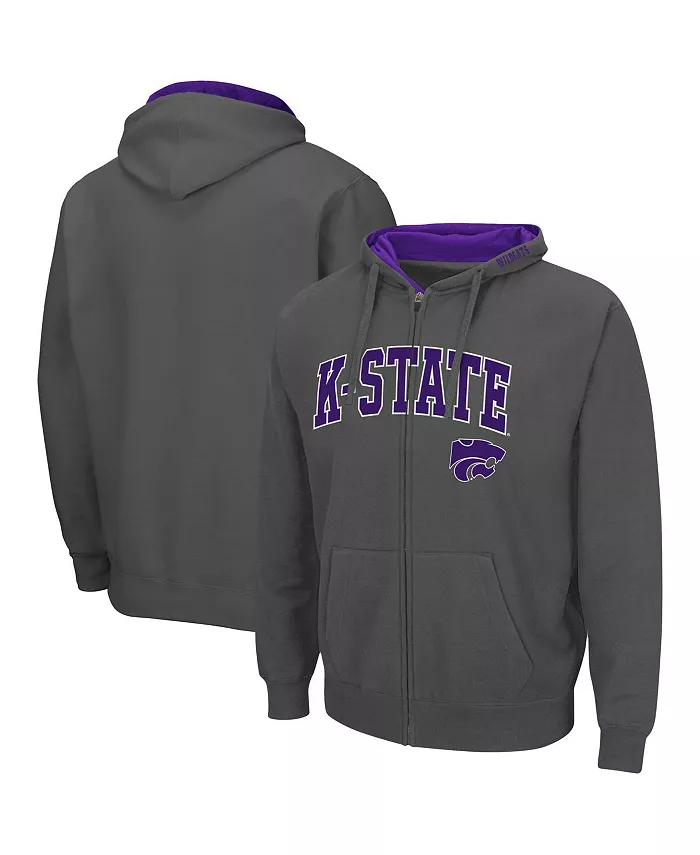 

Мужская толстовка с молнией Kansas State Wildcats Arch Logo 3.0 Colosseum, серый