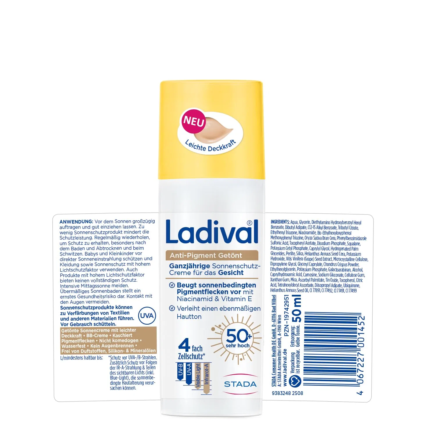 Тонирующий солнцезащитный крем для лица «Anti-Pigment Tinted Sun Cream» SPF 50+ от Ladival Ladival — фото 2
