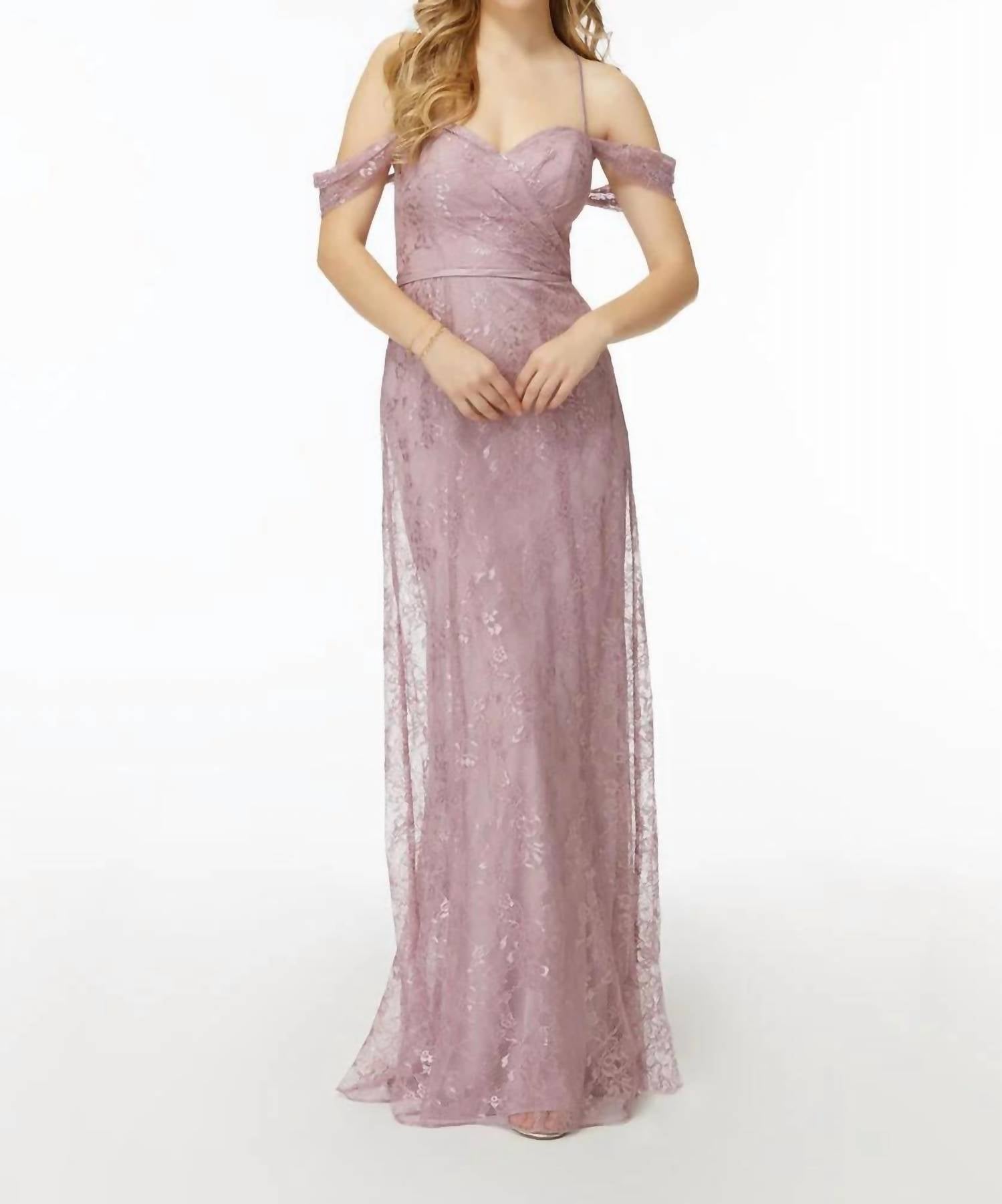 

Романтичное свадебное платье для подружки невесты из кружева Chantilly в оттенке Desert Rose MORILEE