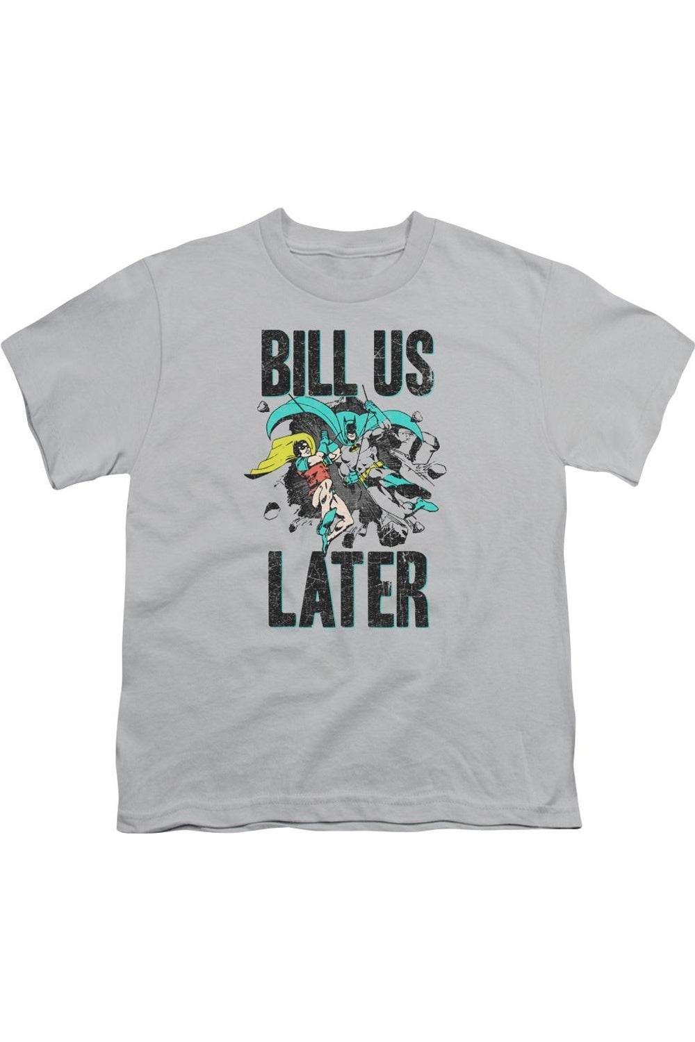 

Футболка DC Comics "Расплатимся потом" с коротким рукавом для детей Gildan, серебряный