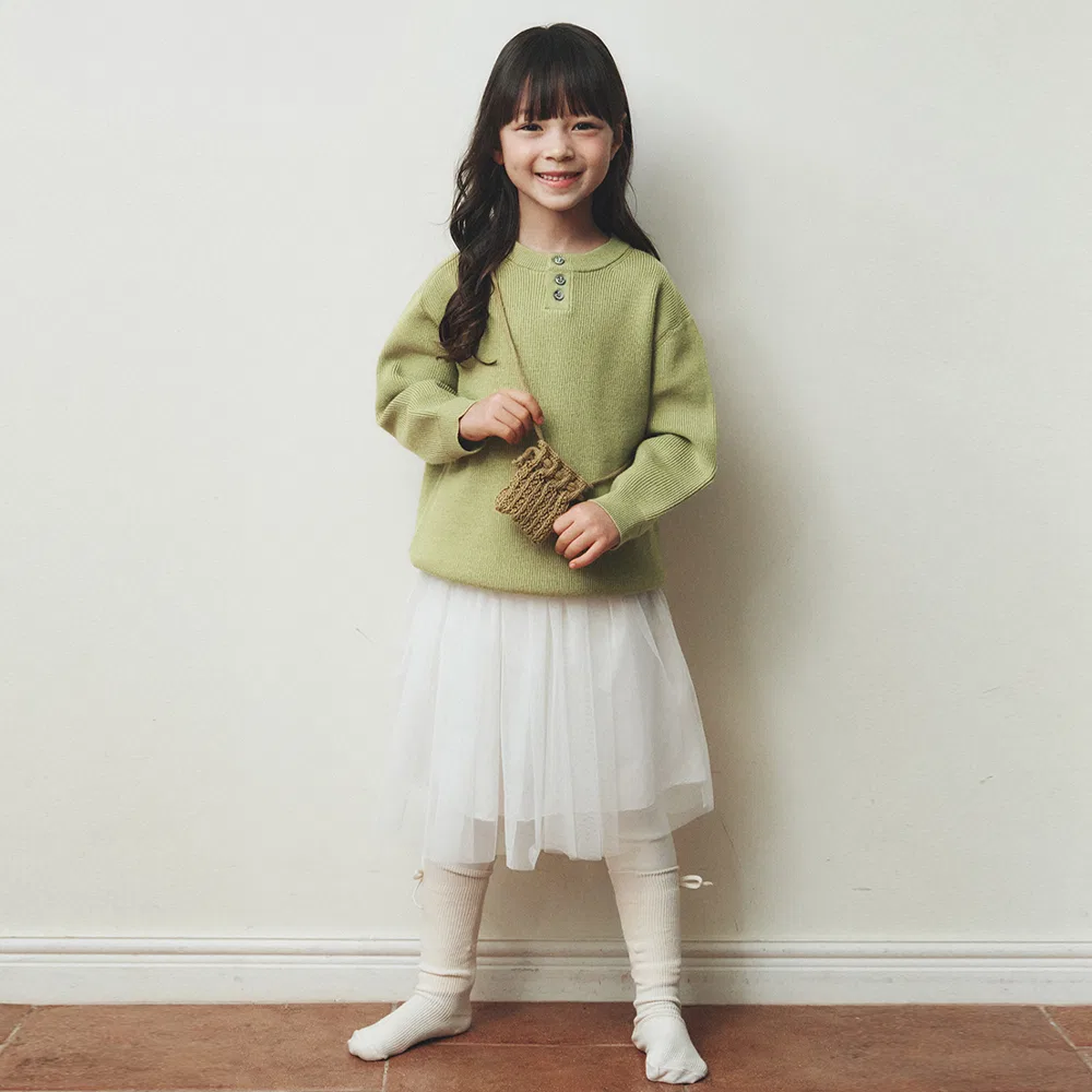 Детский трикотажный свитер хенли Always Washable оливковый от Wednesdayoasis Kids