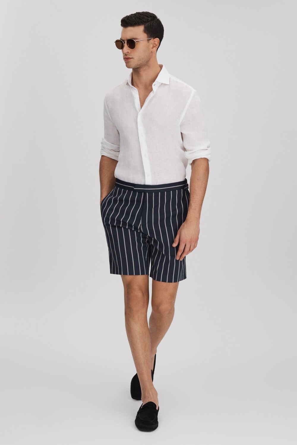 

Шорты Lake в полоску с регулируемыми по бокам Reiss, синий