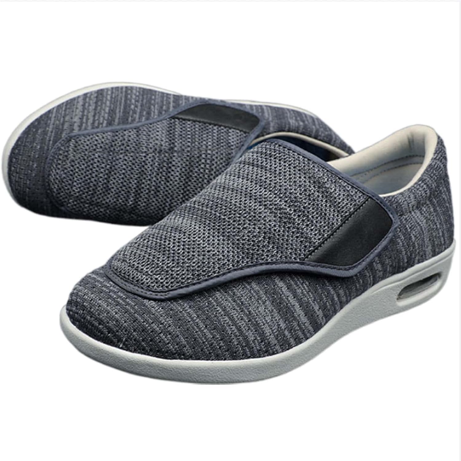 

Мужские кроссовки широкого размера с регулируемой застежкой, легкие, дышащие, для отечных ног, отеков при ходьбе, размер 13.5 Generic, темно-серый