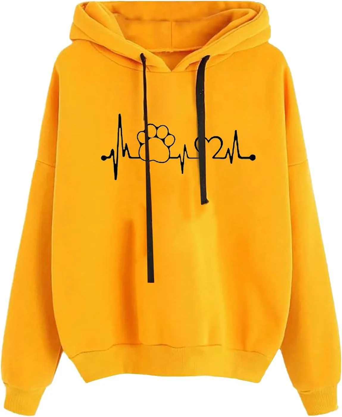 

Mzkdieey худи с принтом в виде собачьей лапы и сердцебиения, длинный рукав, кроп-топ